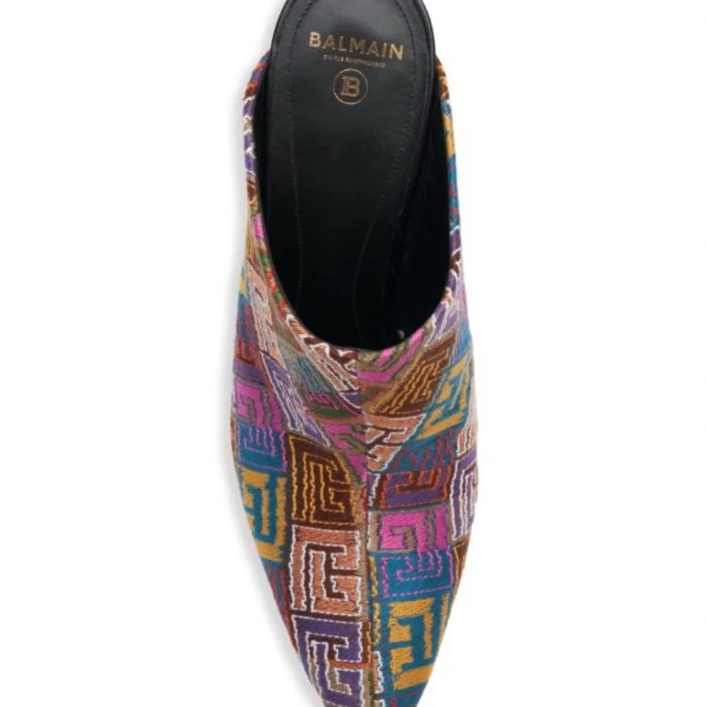 BALMAIN Ulla Tapestry Monogram Mules - Picture 5 of 12